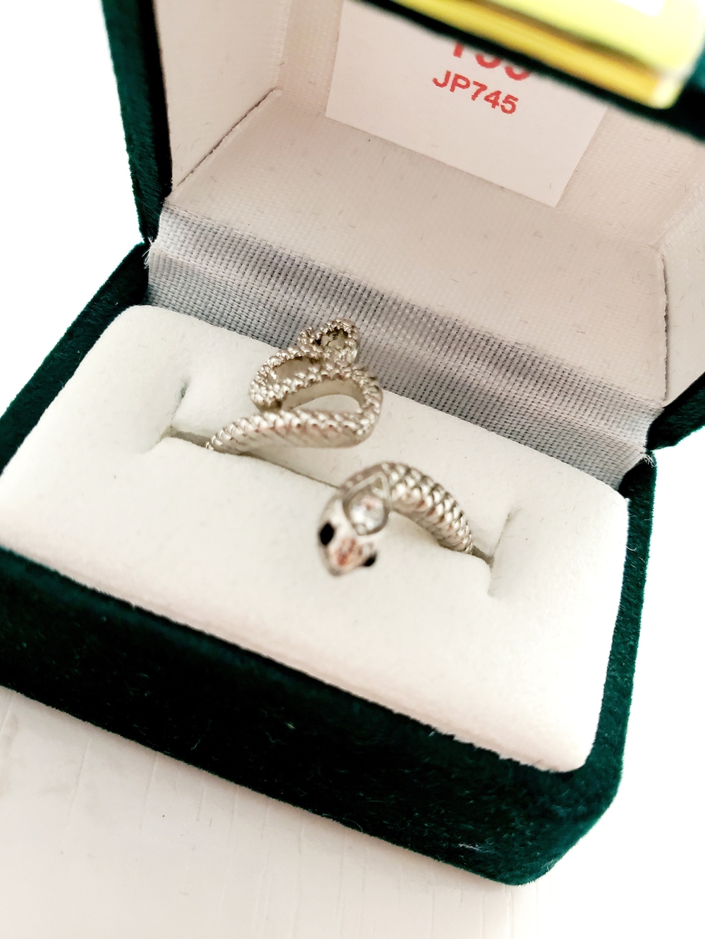 Silver Coiled Snake Ring | Adjustable Textured Reptile Serpent Band